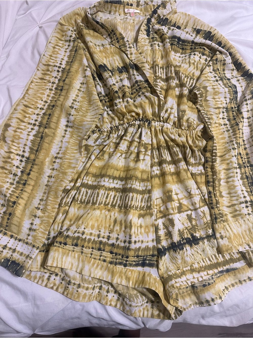 Luxxel Yellow Tie-Dye Women's Shorts Skort Romper